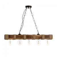 Κρεμαστό φωτιστικό από ξύλο και σχοινί 5ΧΕ27  InLight Κρεμαστό φωτιστικό από ξύλο και σχοινί 5ΧΕ27  InLight
