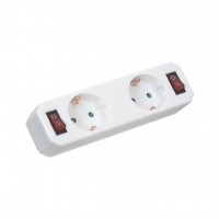 Πολύπριζο  σούκο 2 θέσεων με 2 διακόπτες λευκό SAS 